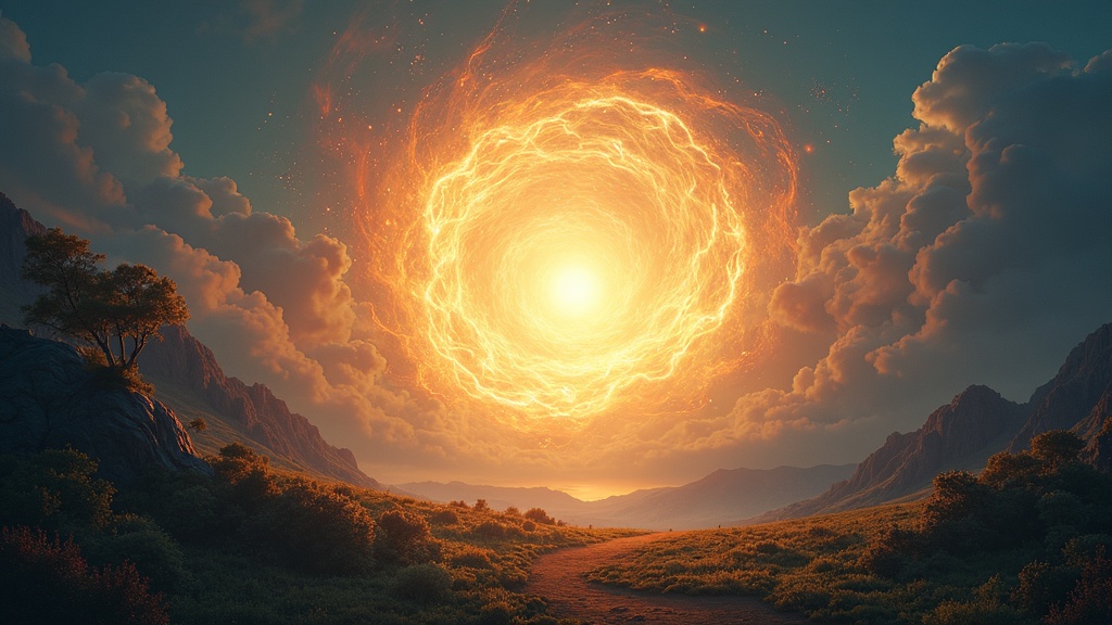 EFT tapping setup with glowing serene background, abstract light energy, and peaceful natural elements
